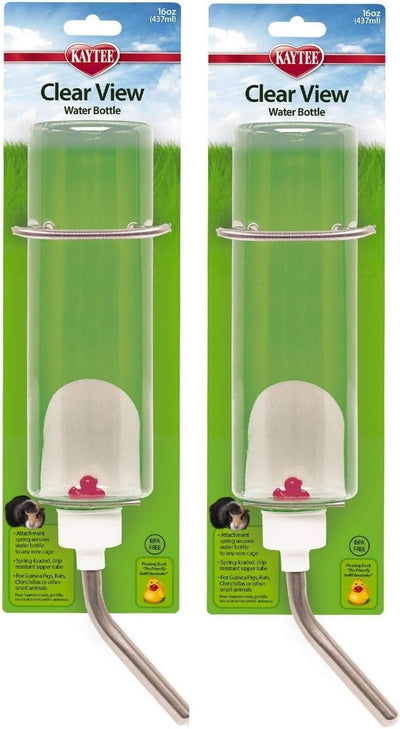 Small Animal Clear Water Bottle, 16 Ounces Per Bottle (2 Pack)