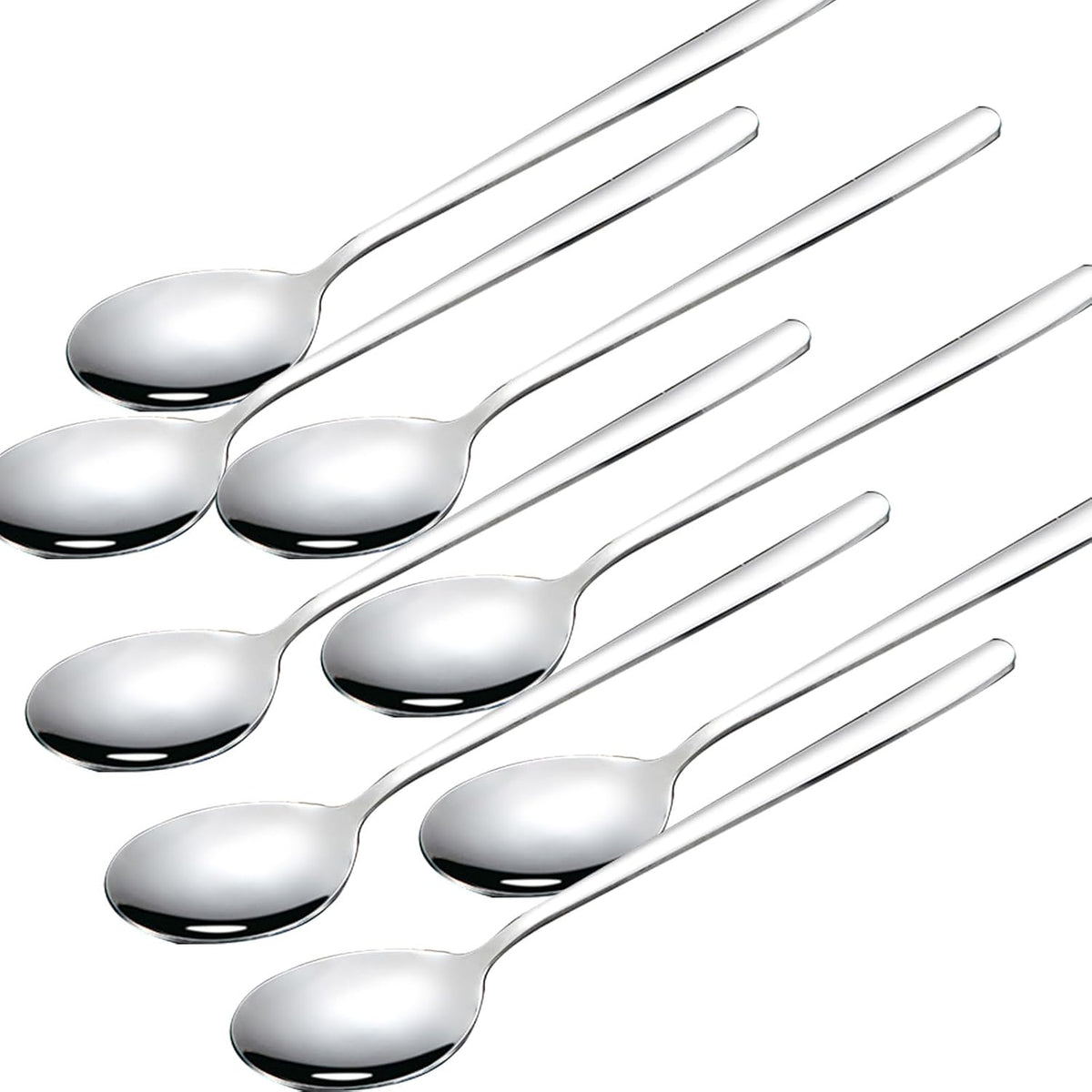 Large Soup Spoon Stainless Steel Dishwasher Safe Dinner Big Teaspoons with Round Edge 8 inches Tablespoons (8)