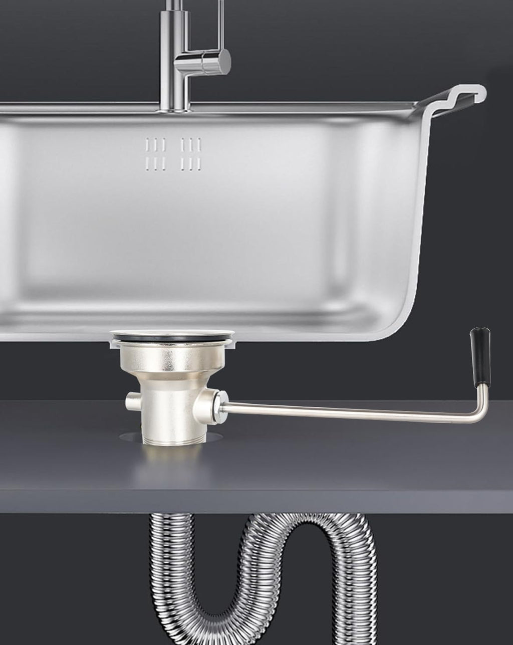 3-1/2 Inch Commercial Sink Drain with Twist Handle Waste Drain Valve
