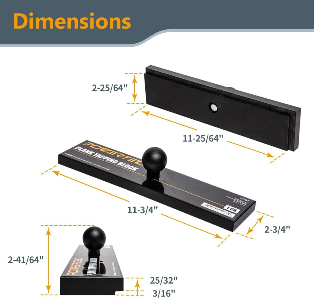 11-3/4" Plank Tapping Block with Ergonomic Ball Handle - High-Density Polyethylene Flooring Tool for LVP, LVT