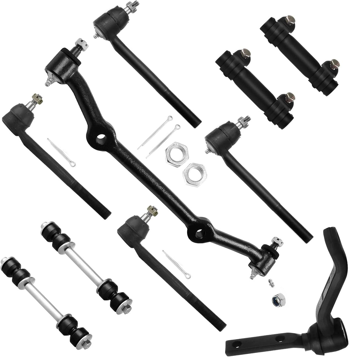 10pc Set 2WD Front Suspension Kit Idler Arm Inner Outer Tie Rod End Adjusting Sleeve Sway Bar End Link Center Link Tie Rod Replacement For Chevy Blazer S10 for GMC Jimmy Sonoma for Hombre