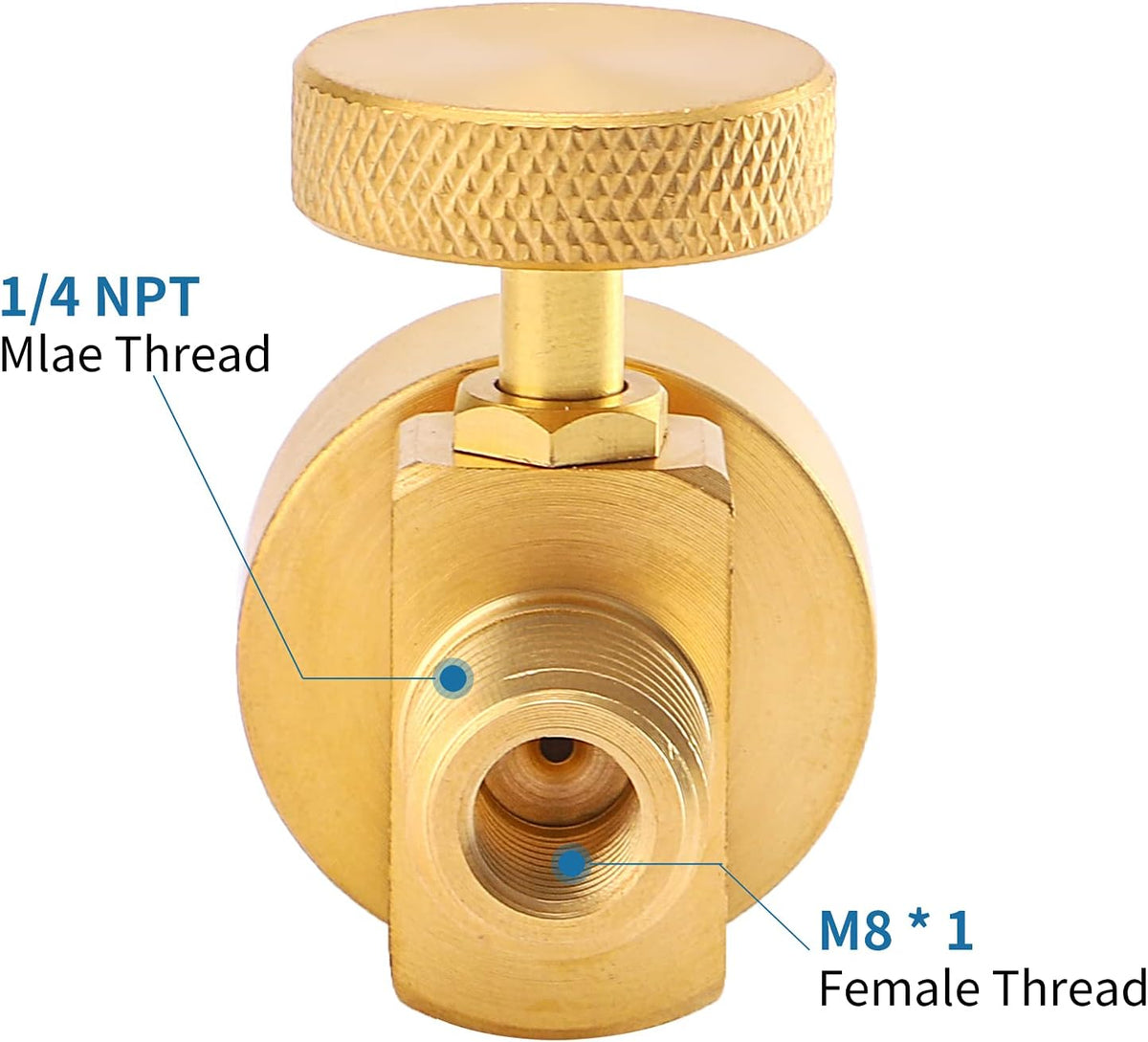 1LB Brass Propane Needle Control Valve with 1/4’’ NPT Male Thread