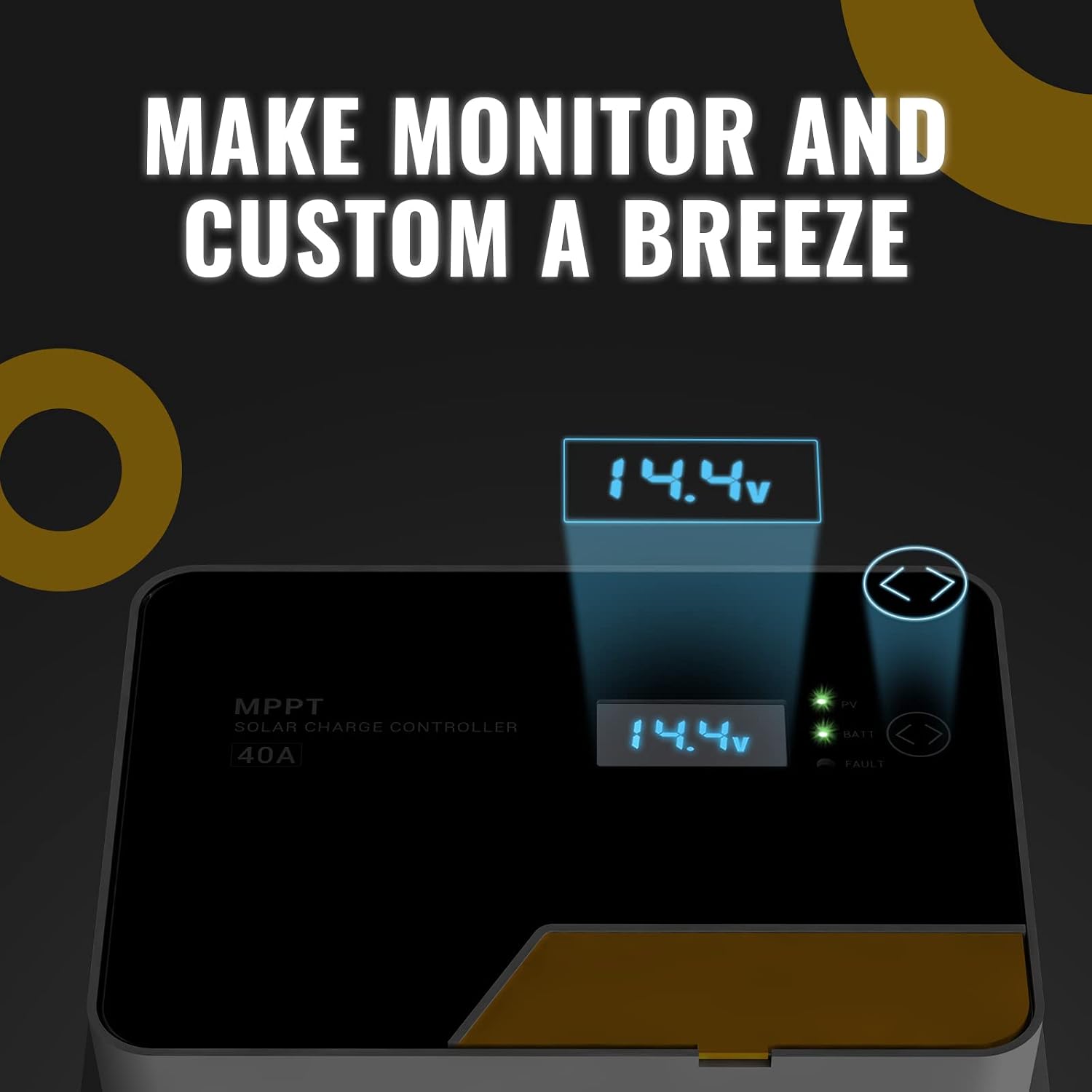 40A MPPT Solar Charge Controller 12V/24V/36V/48V Battery Regulator | with Remote APP Control, Backlit LCD Display