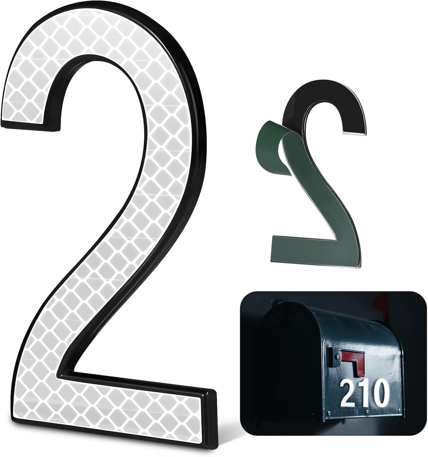 4 Inch Reflective House Numbers for Outside, VONDERSO High-Intensity Reflective Self-adhesive Mailbox Numbers