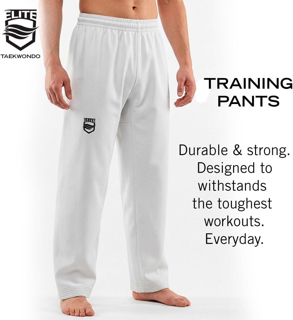 ELITE - Classic White Collar Taekwondo Uniform (TKD Dobok) - Hi Performance Ribbed Fabric for Optimal Comfort