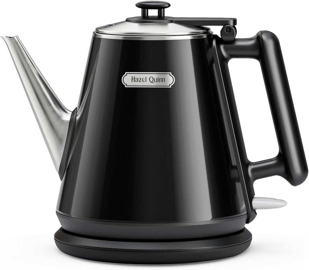Electric Kettle, 1L/34oz Small Tea Kettle - Jet Black | 800W Fast Boil, 304 Stainless Steel Interior, Double-Wall