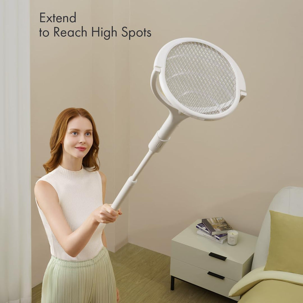 Electric Fly Swatter Electric Bug Zapper Racket Fly Zapper Racket | Telescopic Extension, Rotating Head USB-C