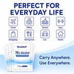 Extra Large 75% Alcohol Wipes, Individually Wrapped Pre-Moistened Disposable Wipes, Portable Travel Pack, 100 Count