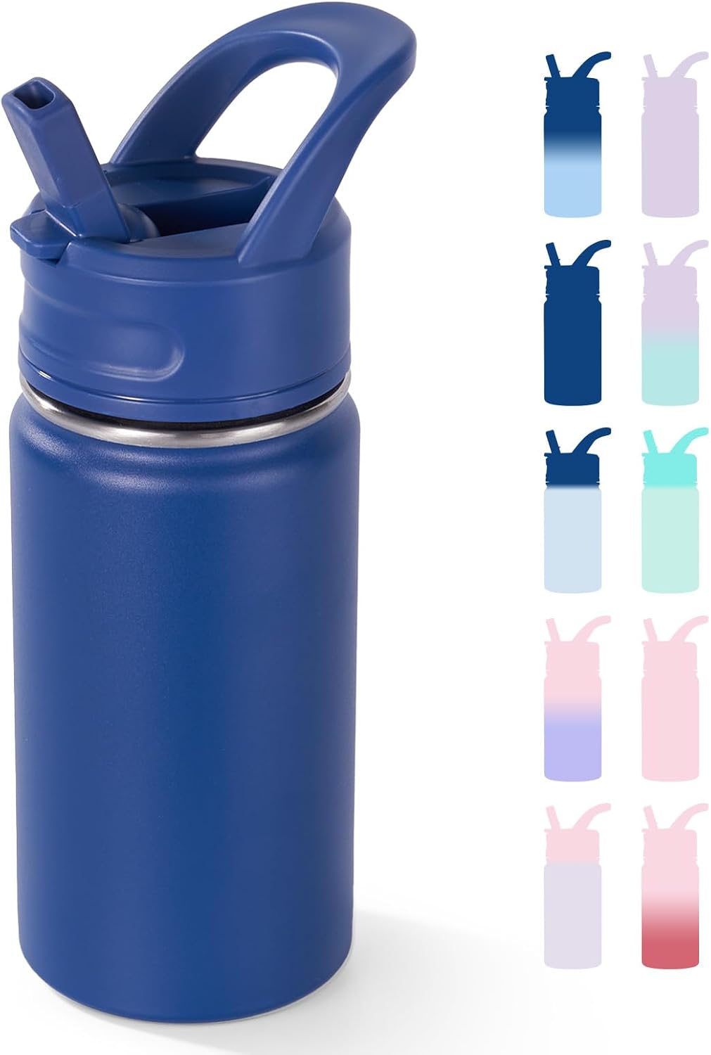 12oz Kids Water Bottle for School, Toddler Water Bottles with Straws, Insulated Water Bottles for Boys&Girls