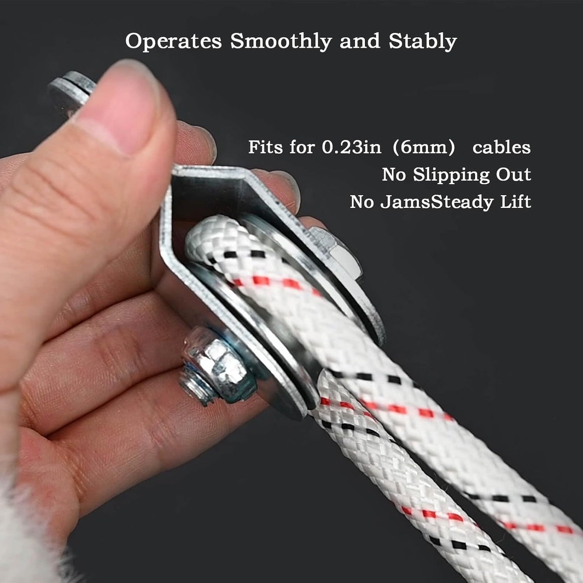 Cable Pulley 32mm Small Snatch Block for 0.23Inch/6mm Wire Rope, Single Pulley Wheel Bearing Inside, Load 110 LB, 1Pack