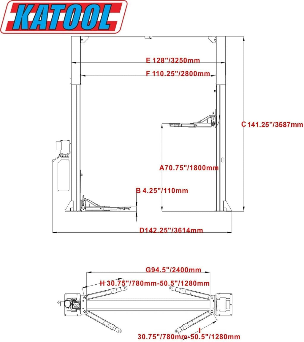 ME-LM110S Two Post Lift/2 Post Lift Auto Lift 220V Car Lift with 11000Lbs Lifting Cpacity Shop Equipment