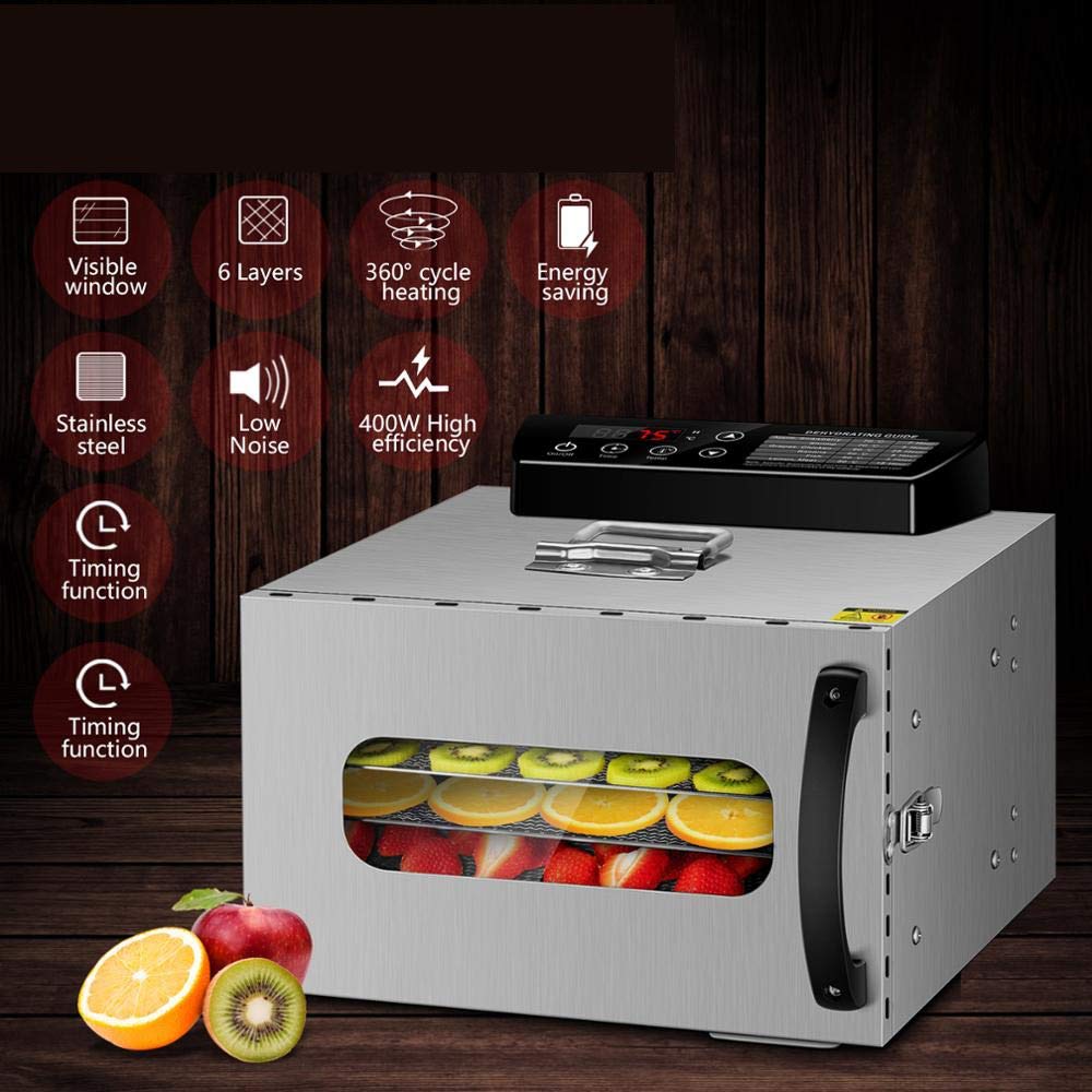 6 Trays Food Dehydrator Fruit Drying Machine Dryer for Vegetables Dried Meat Stainless