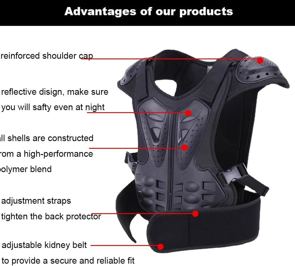Youth Kids Chest Protector Dirt Bike Gear Motorcycle Chest Armor Motocross Dirtbike Protective Gear for Child, Boy