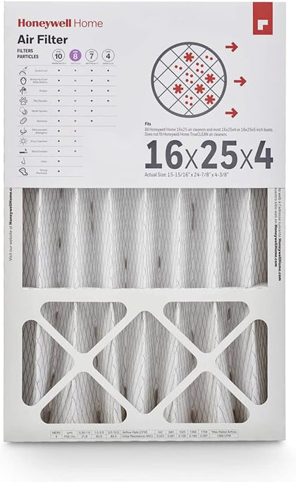 16x25x4 MERV 8, AC Furnace Air Filter, 1 PACK | (CF408F1625-1PKAM)(Actual Dimensions: 15.63 x 24.75 x 4.38 in.)