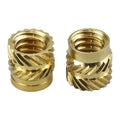 #10-24 Brass Threaded Inserts (50-Pack), Heat Set Knurled Nuts for 3D Printing & Plastics, 7/16" Height, Female Threaded Brass Inserts