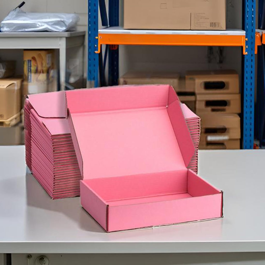 Pink Shipping Boxes 13x10x2 Inches, 20 Pack