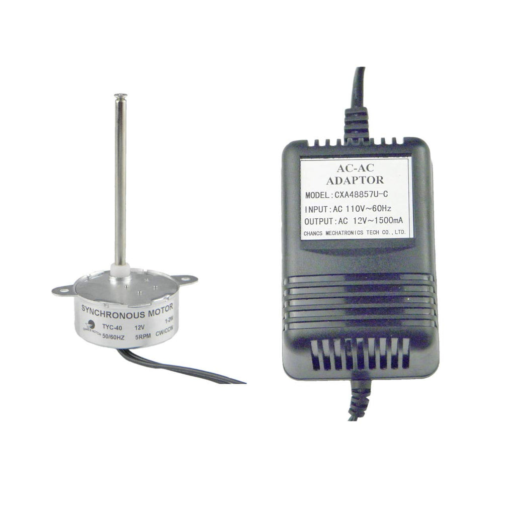 CHANCS TYC-40 12V 5RPM AC Inner-Screw Shaft 74mm Synchronous Motor with AC Wall Power Adapter - Input 110V Output AC 12V for Christmas Decoration