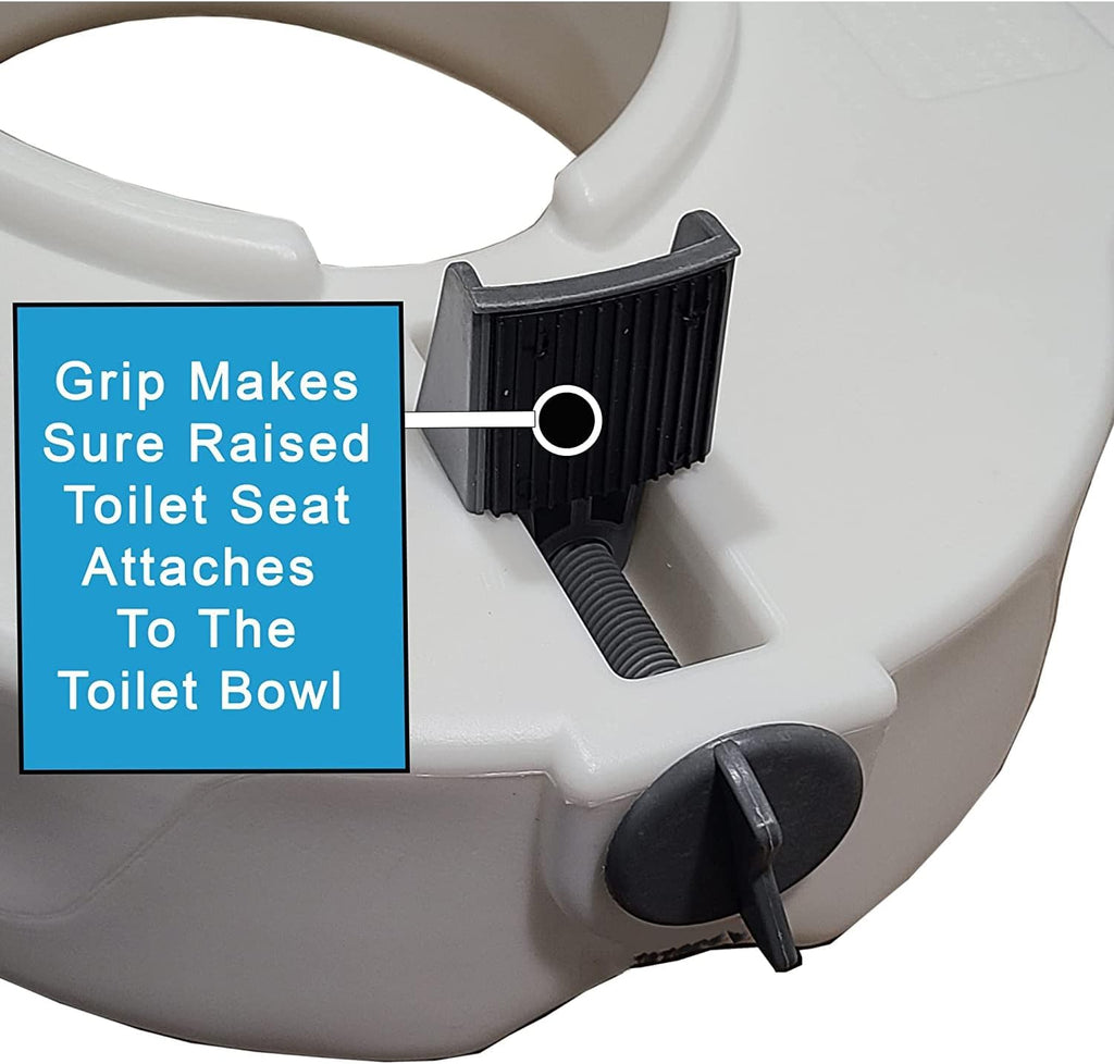 E-Z Lock Raised Toilet Seat with Handles, 4.5 Inch Toilet Seat Riser with Arms, Toilet Riser Fits Most Toilets