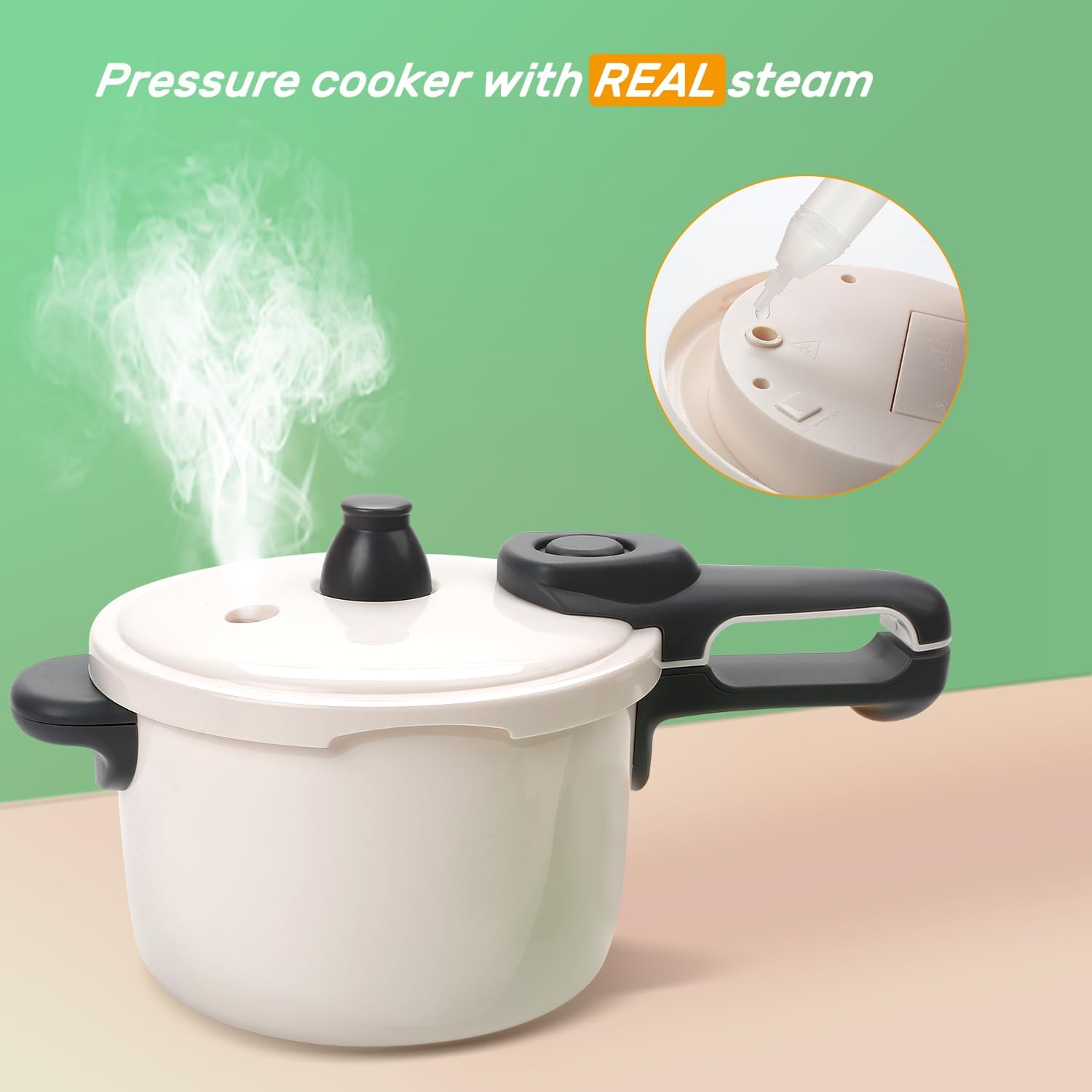 Pretend Play Kitchen Toy with Cookware Steam Pressure Pot and Electronic Induction Cooktop, Cooking Utensils, Toy