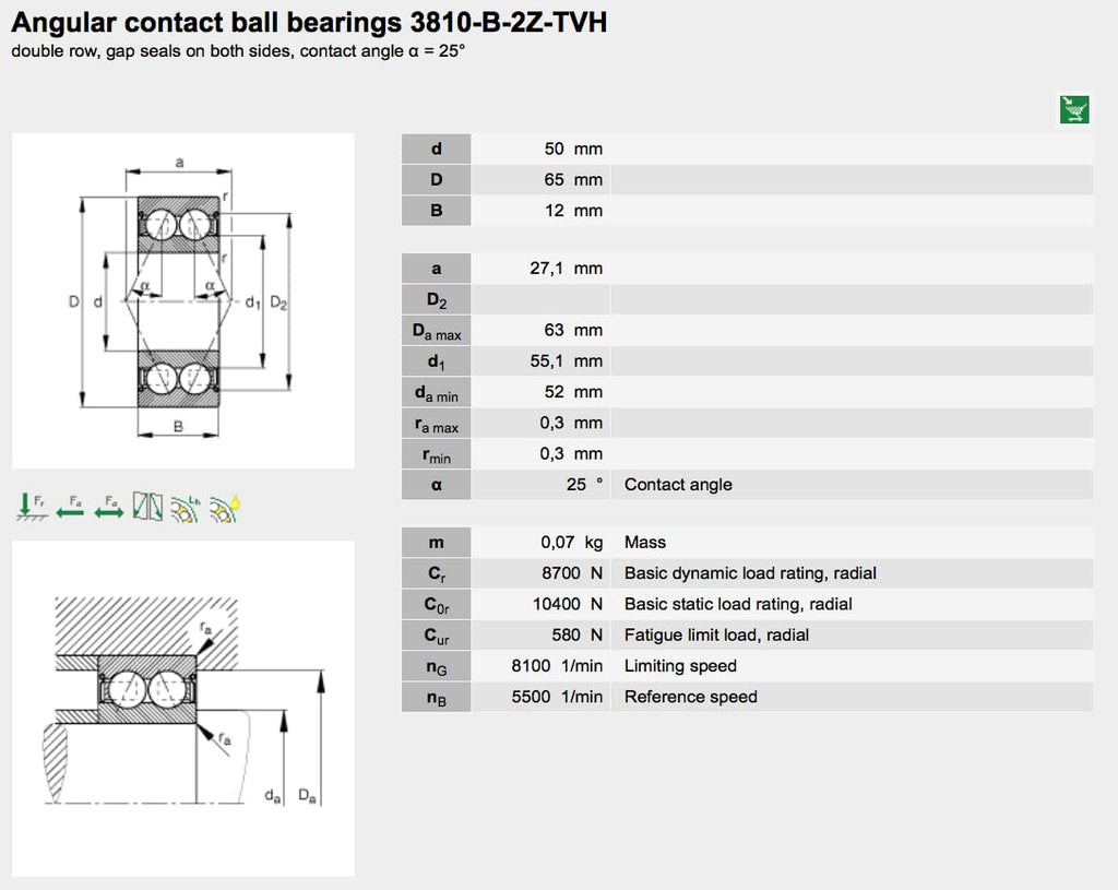 INA 3810-2Z DOUBLE ROW BALL BEARING