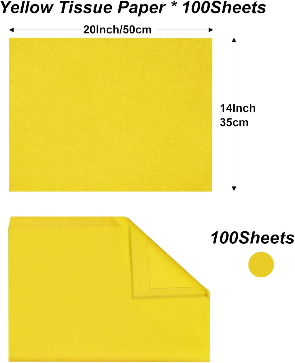 100 Sheets Yellow Tissue Paper 20x14 Inches