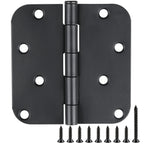 3 Pack Black Door Hinges 4 Inch x 4 Inch with 5/8" Radius Corners