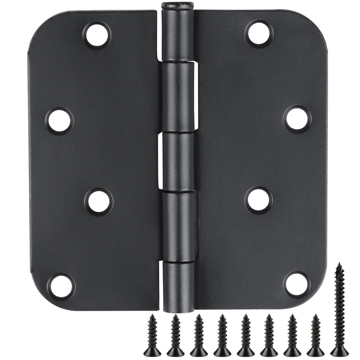 3 Pack Black Door Hinges 4 Inch x 4 Inch with 5/8" Radius Corners