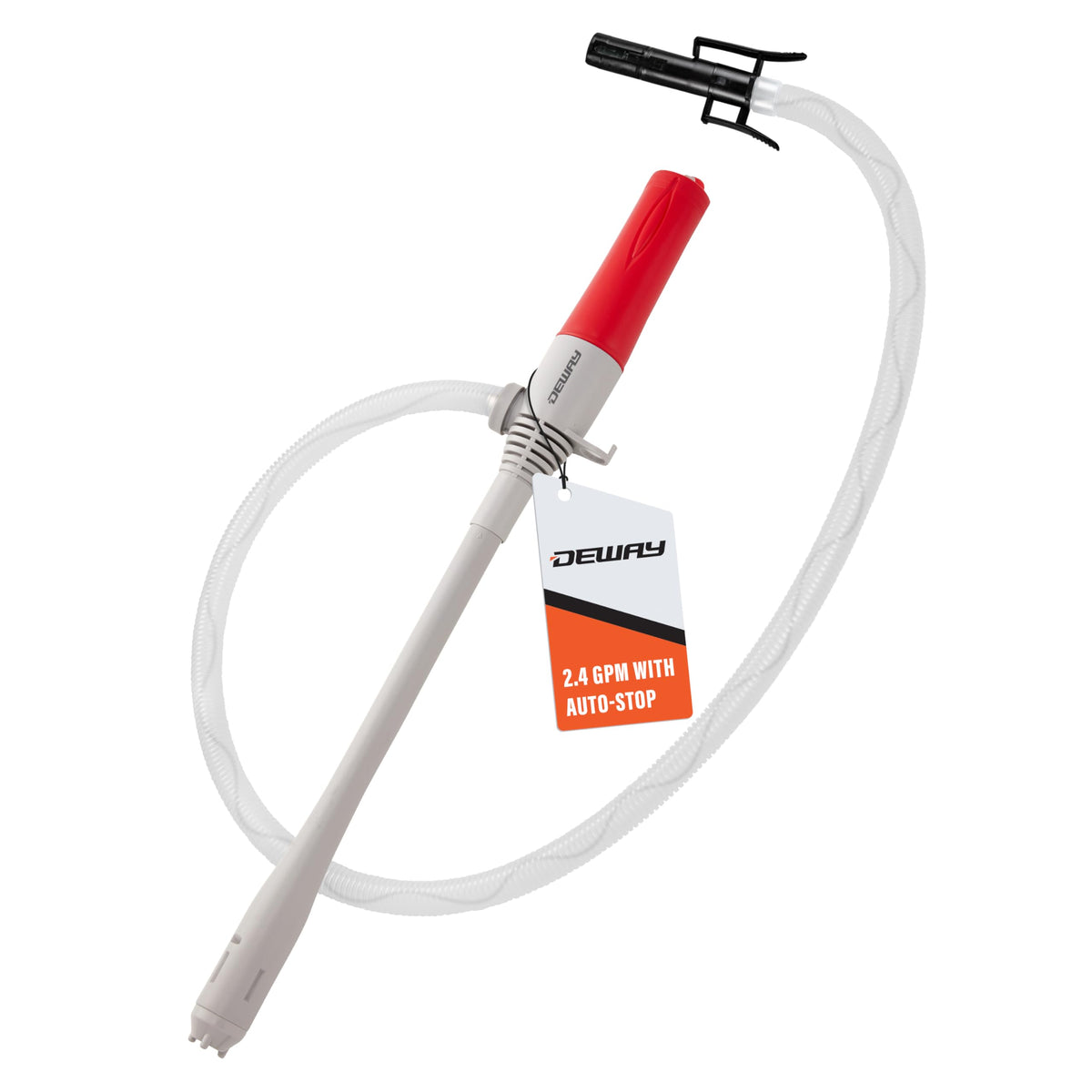 Deway Stick Fuel Pump, Auto-Stop + Beep Alert, 15in, D-Battery, 2.4 GPM