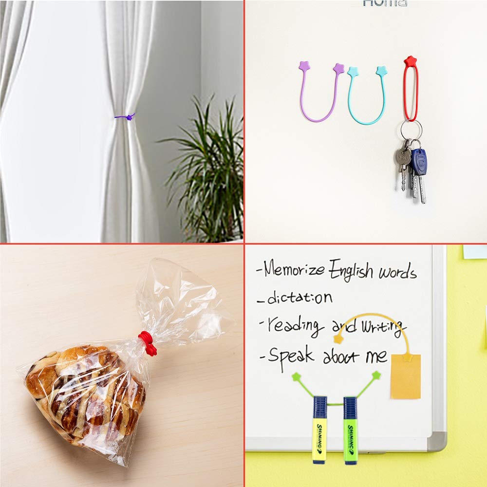 Reusable Silicone Twist Ties, 7.48'' Magnetic Cable Ties with Strong Magnet for Organizing Cables, Hanging Stuff, USB