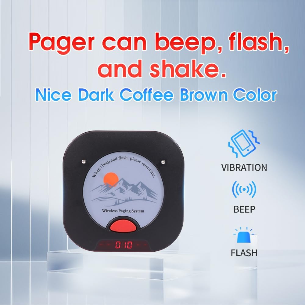 Restaurant Pager System Touch Keyboard Wireless Calling System 20 Pagers Beeper Buzzer Guest Customer Queue Pagers