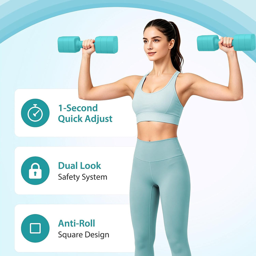 Adjustable Dumbbell Set of 2, 2.2-20LB Adjustable Weight Set, 3 in 1 Free Weights Dumbbells Set for women men at