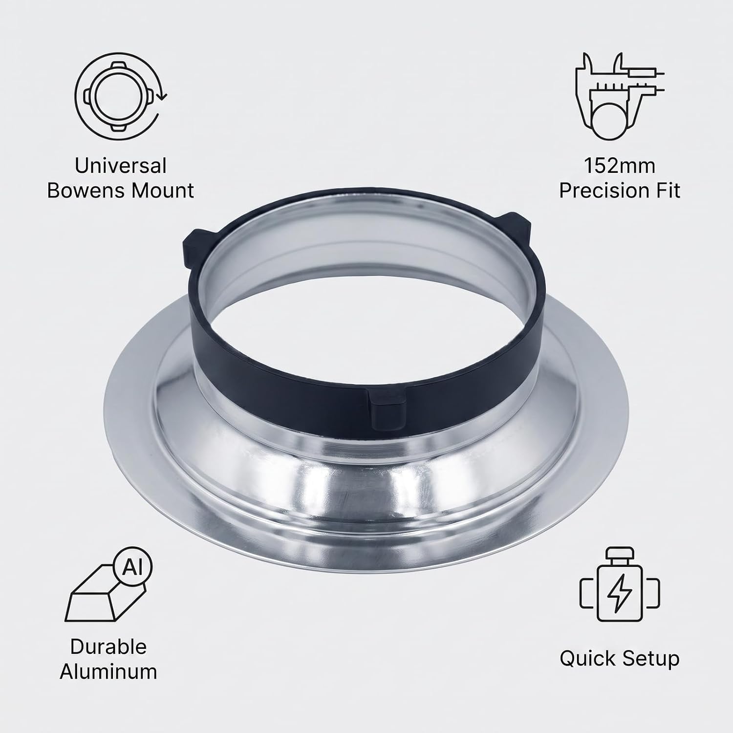 6" (152mm) Bowens Speed Ring Adapter for Folding Softboxes | 152mm Aluminum Speed Ring Adapter for Bowens Mount