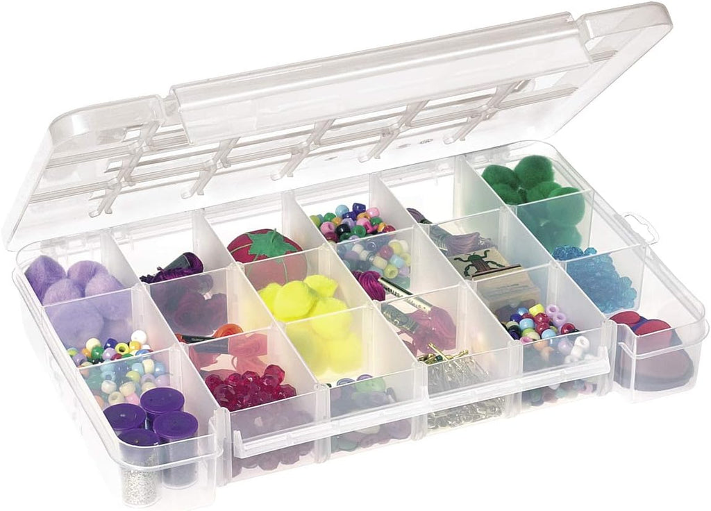 Plastic Portable Parts Storage Case for Hardware and Crafts with Hinged Lid and 5 Adjustable Dividers