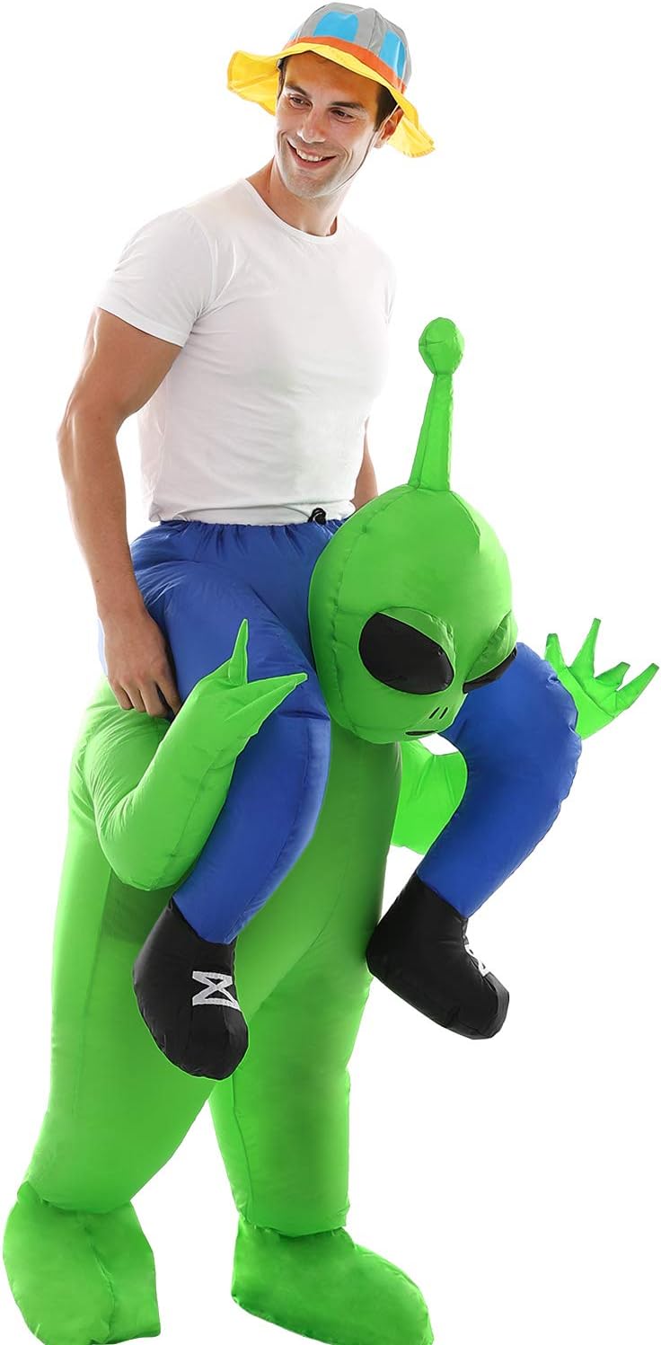 Inflatable Alien Costume for Adults Funny Halloween Ride-On Blow Up Costume | Funny Alien Ride-On Illusion|Durable