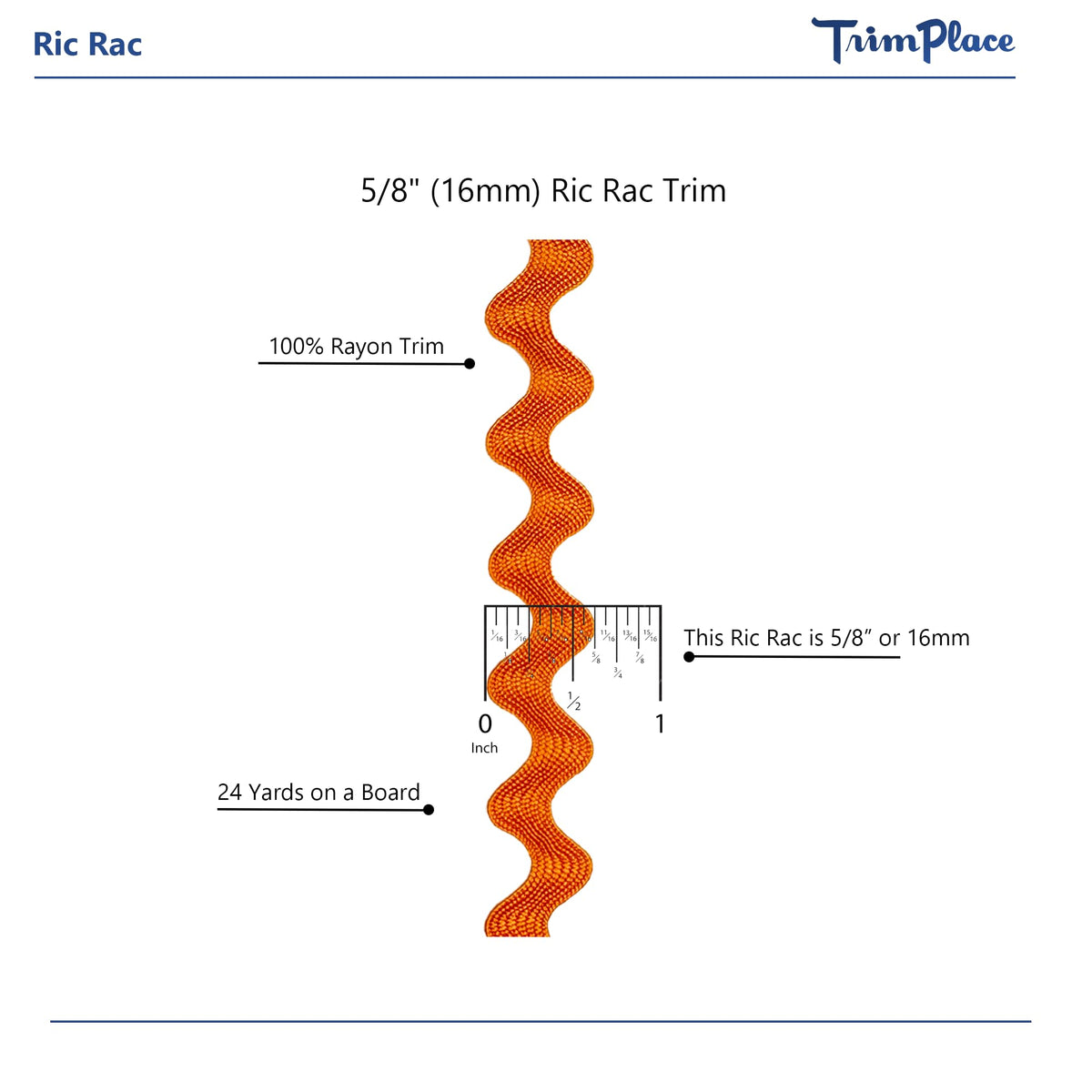 5/8" RIC Rac (Orange, 15 Yards)
