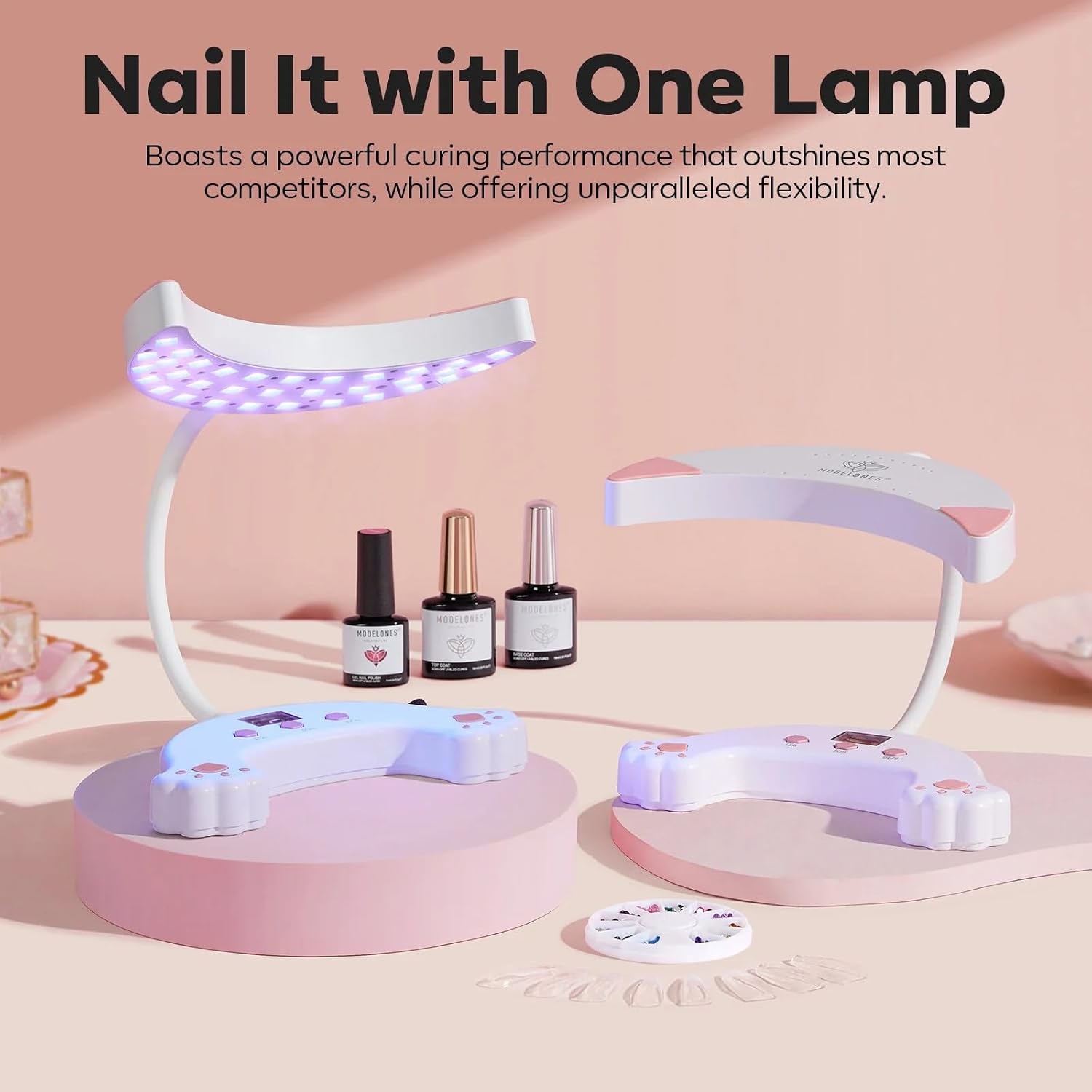 UV Light for Gel Nails, Gooseneck UV LED Nail Lamp White | Professional 48 W Nail Light for Gel Polish with 3 Timers