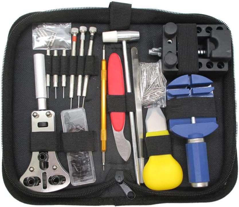 Watch Repair Kit (147 Pieces) - Professional Service Set with Carry Case & User Manual - Battery, Band, Strap, Link