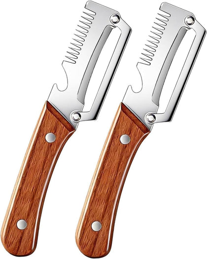 2-Pack Premium Vegetable Peeler with Wooden Handle and Bottle Opener, Multi-Functional Vegetable Peeler for Kitchen
