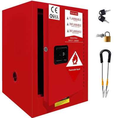 15 Gallon Flammable Storage Cabinet, 18'' L x 18''W x 23'' H Fire Cabinet, Bold Hinged Door Double-Walled Steel