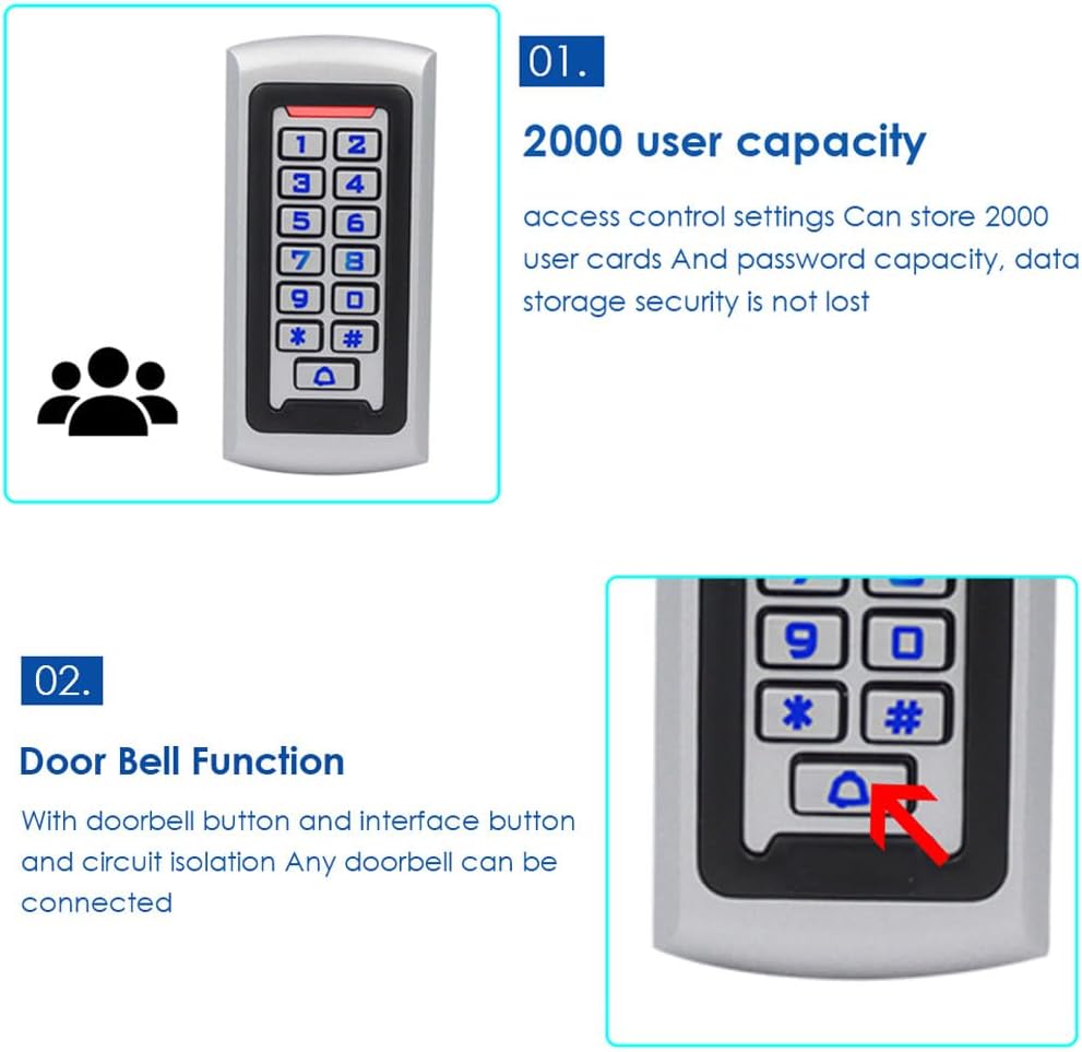Waterproof Stand Alone Access Control Keypad,Metal RFID Card Reader,Door Access Control System Lock,Electric Gate