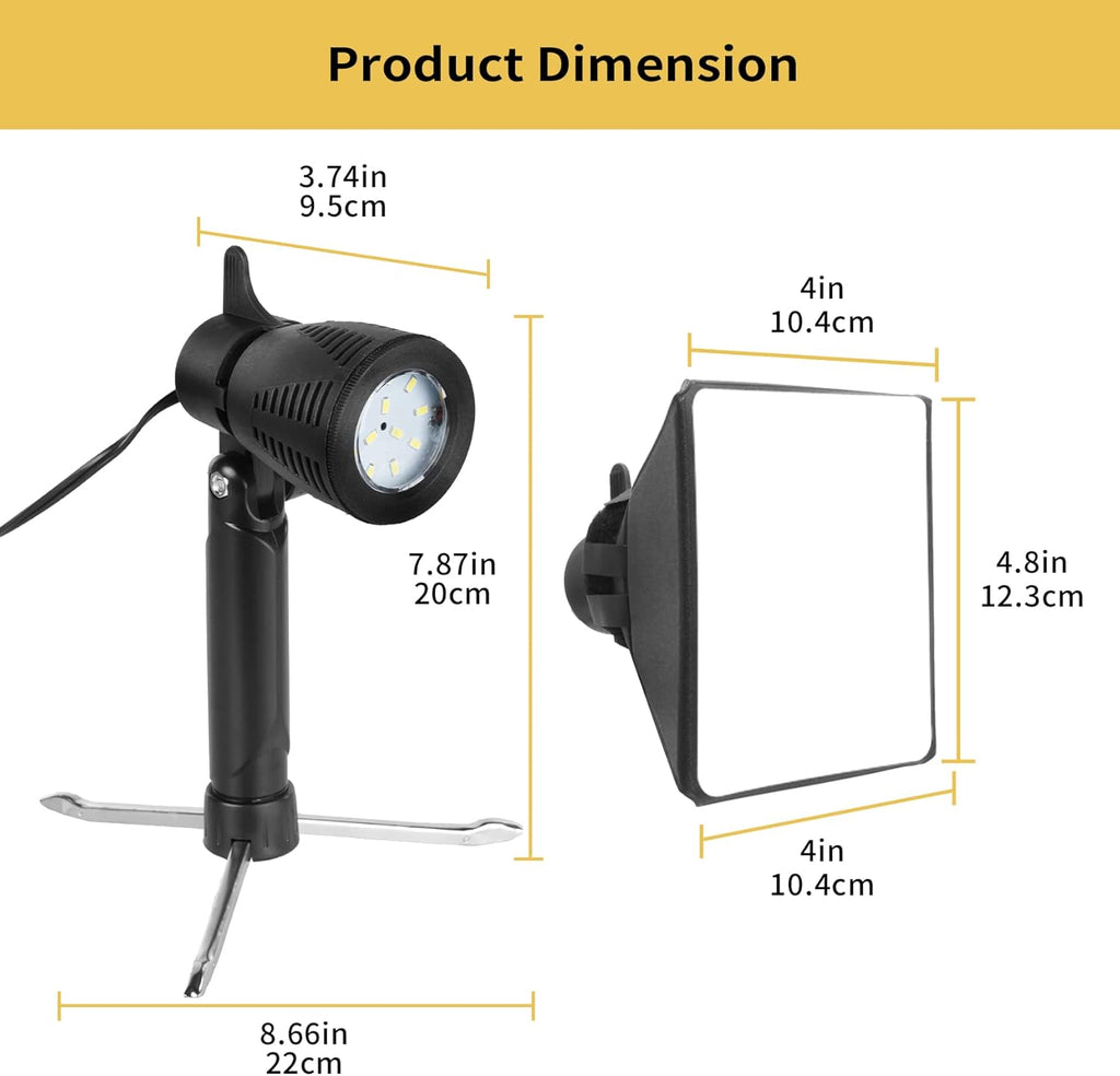 Mini Softbox Photography Lighting Kit, Continuous Lighting LED Lamp | with Collapsible Diffuser for Video Tabletop