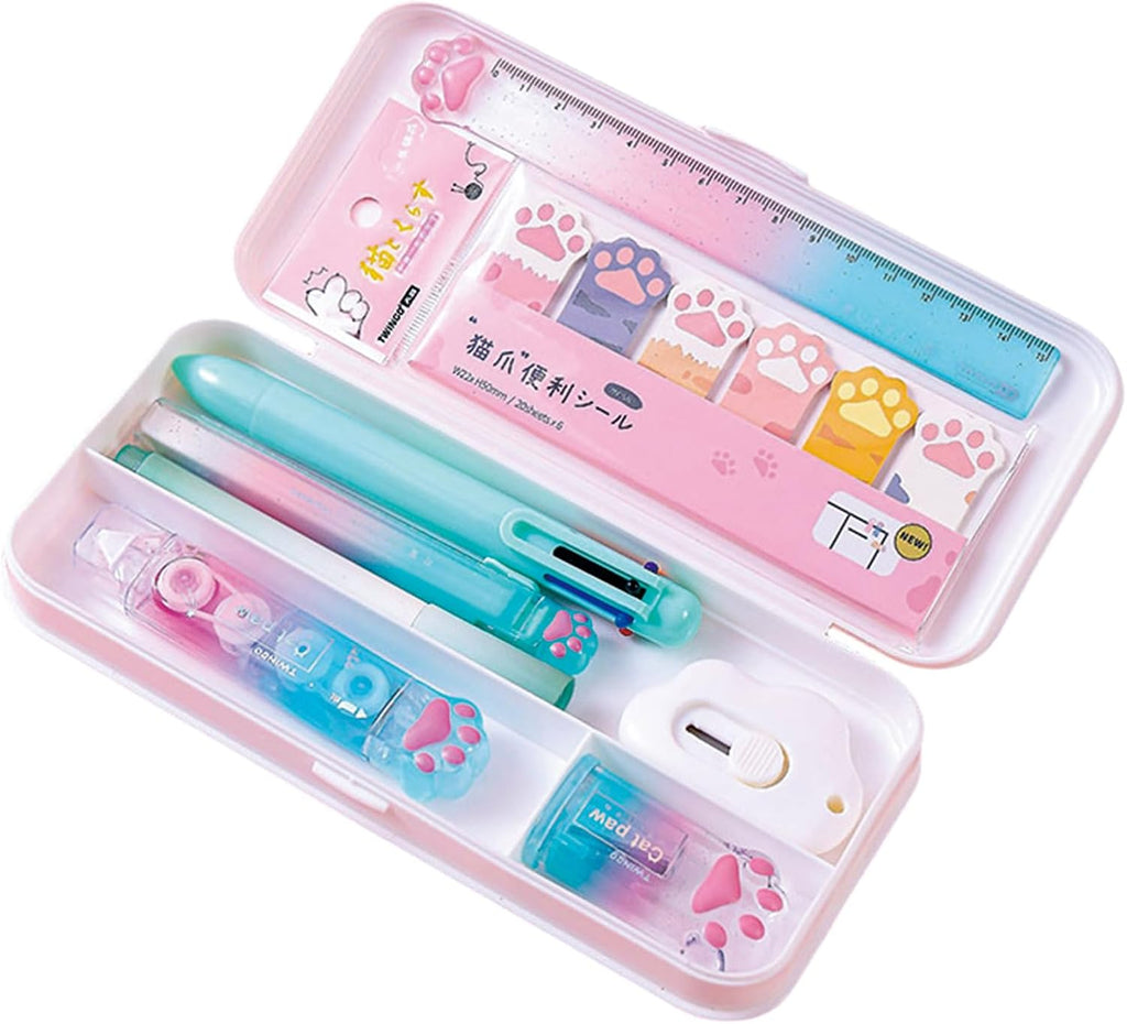 9 Pcs Cute Green Stationery Set Cat Paw School Supplies Kawaii Office Supplies Including Pens Highlighter Pencil