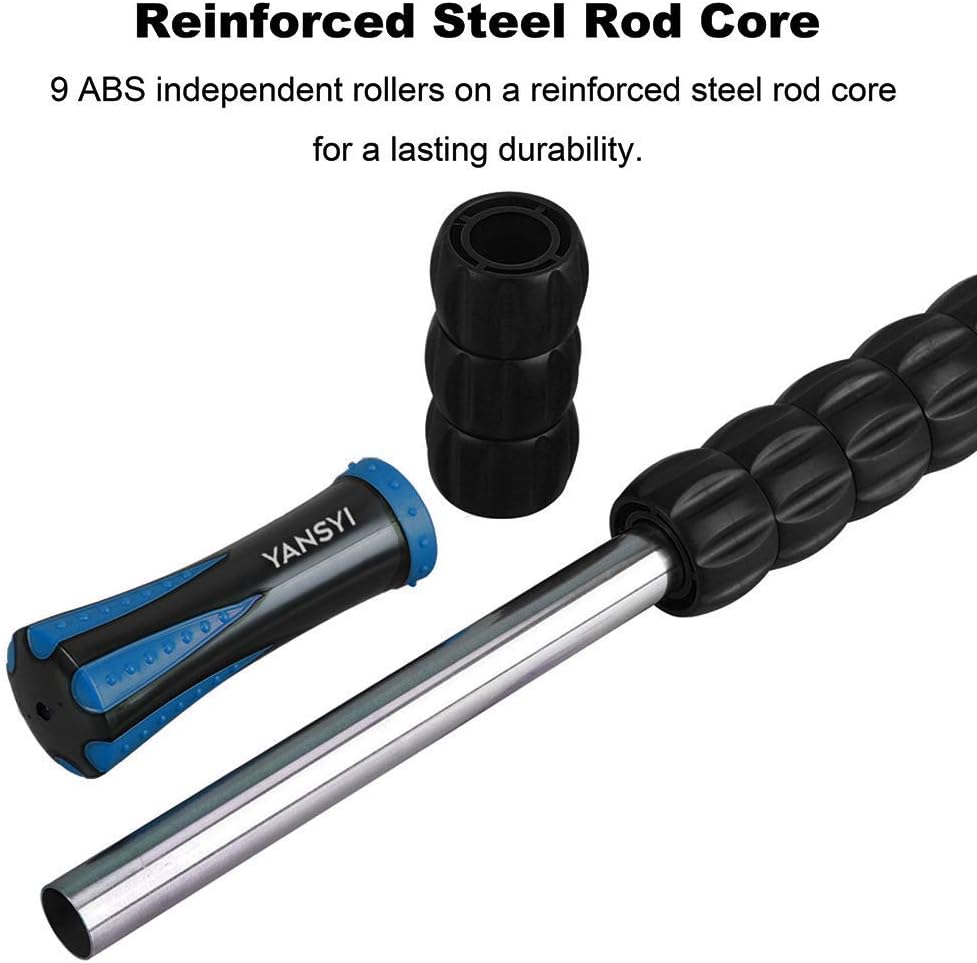 Professional 9-Roller Deep Tissue Massage Stick - Portable Muscle Recovery Roller for Athletes, Relieves Post-Workout