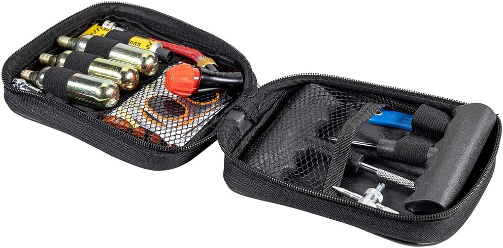 PP3167 Motorcycle Tire Repair Kit with Co2 Inflator and Cartridges for Tube and Tubeless Tires, Emergency Roadside