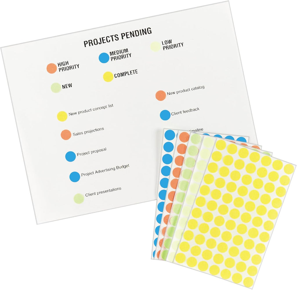 Color-Coding Removable Labels, 1/2 Inch Round Stickers, Neon Orange, Non-Printable, 840 Dot Stickers Total (5062)