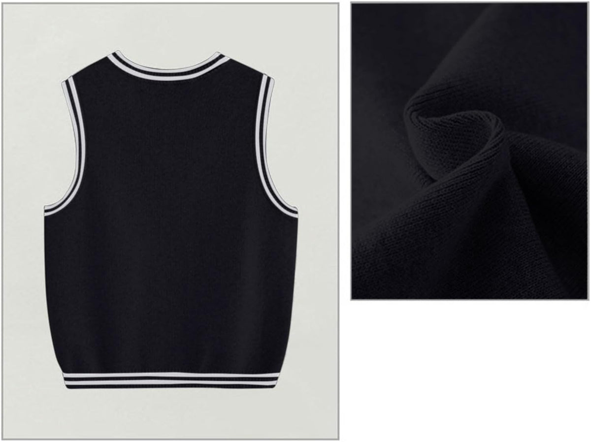 Boys Sweater Vest Cotton School Uniform for Girls V Neck Sweater Vest Kids Knit Cotton Sweaters Pullover