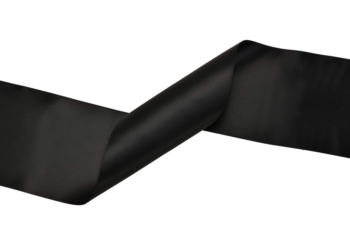 Black Double Faced Satin Ribbon 4 Inch Continuous 5 Yards