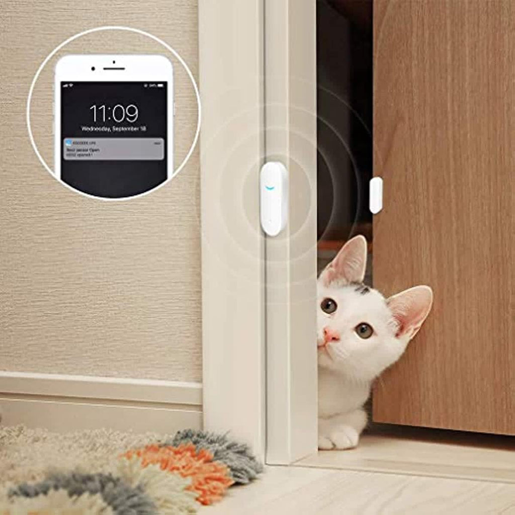 4-Pack Smart Door/Window Sensor: WiFi Alarm, Wireless Alerts, Compatible with Alexa/Google Assistant