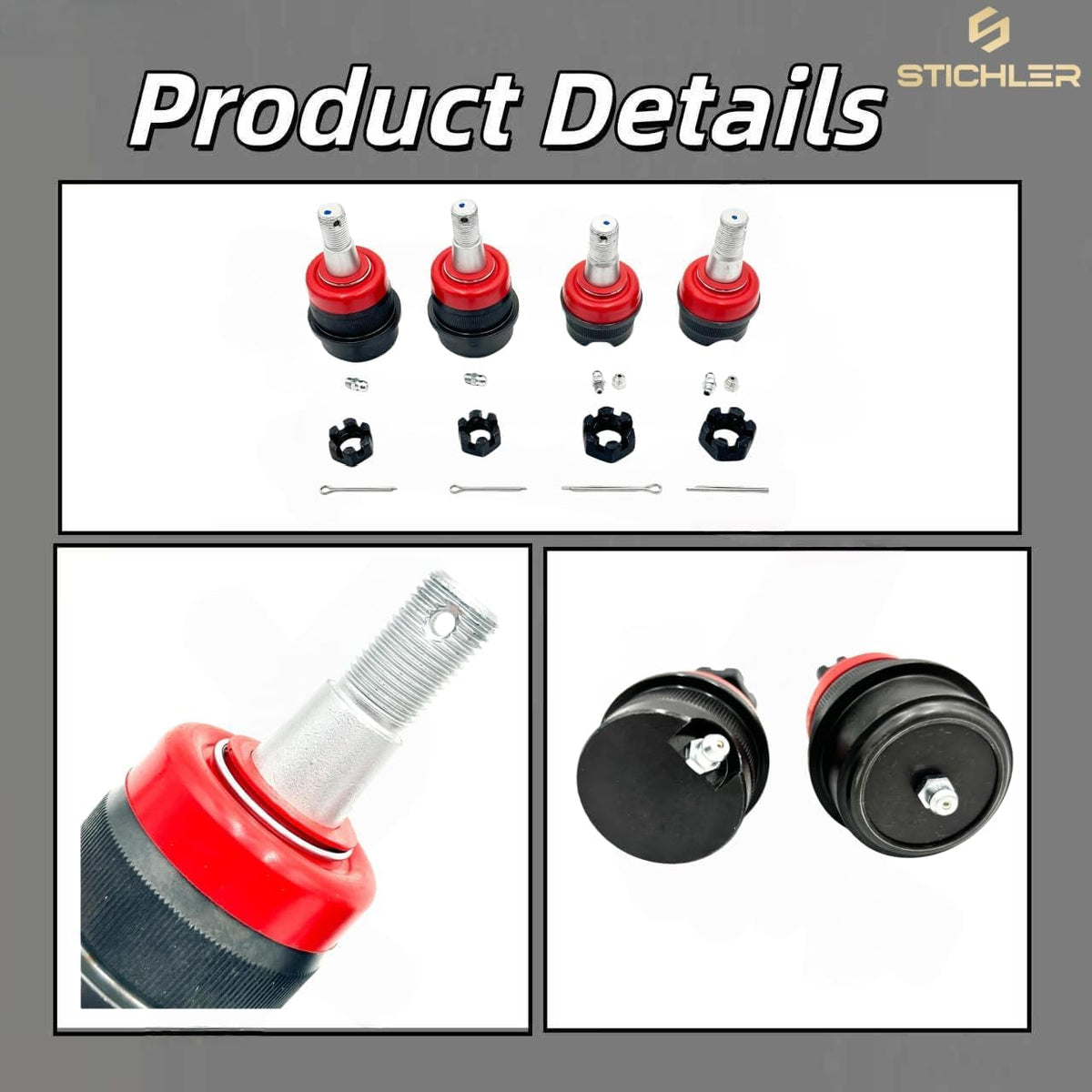 10626 Front Upper Lower Ball Joint 4 Pc Automotive Replacement K3134 K3185