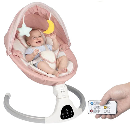 Electric Baby Swing for Infants 0-9 Months, Portable Infant Swing with 5 Swing Speeds, Bluetooth Audio, Remote